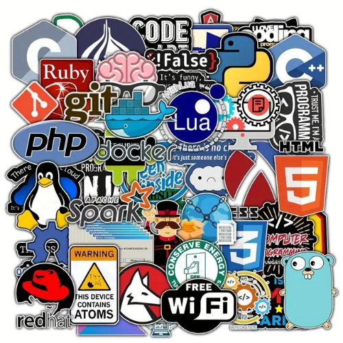 50pcs Programming Stickers for Laptops, Bottles, Phones, Cars and More